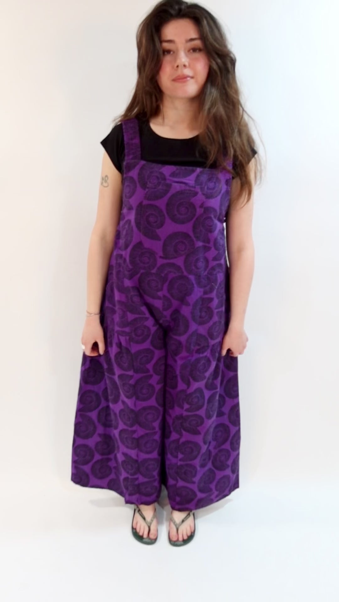 Ammonite Print Wide Leg Dungarees