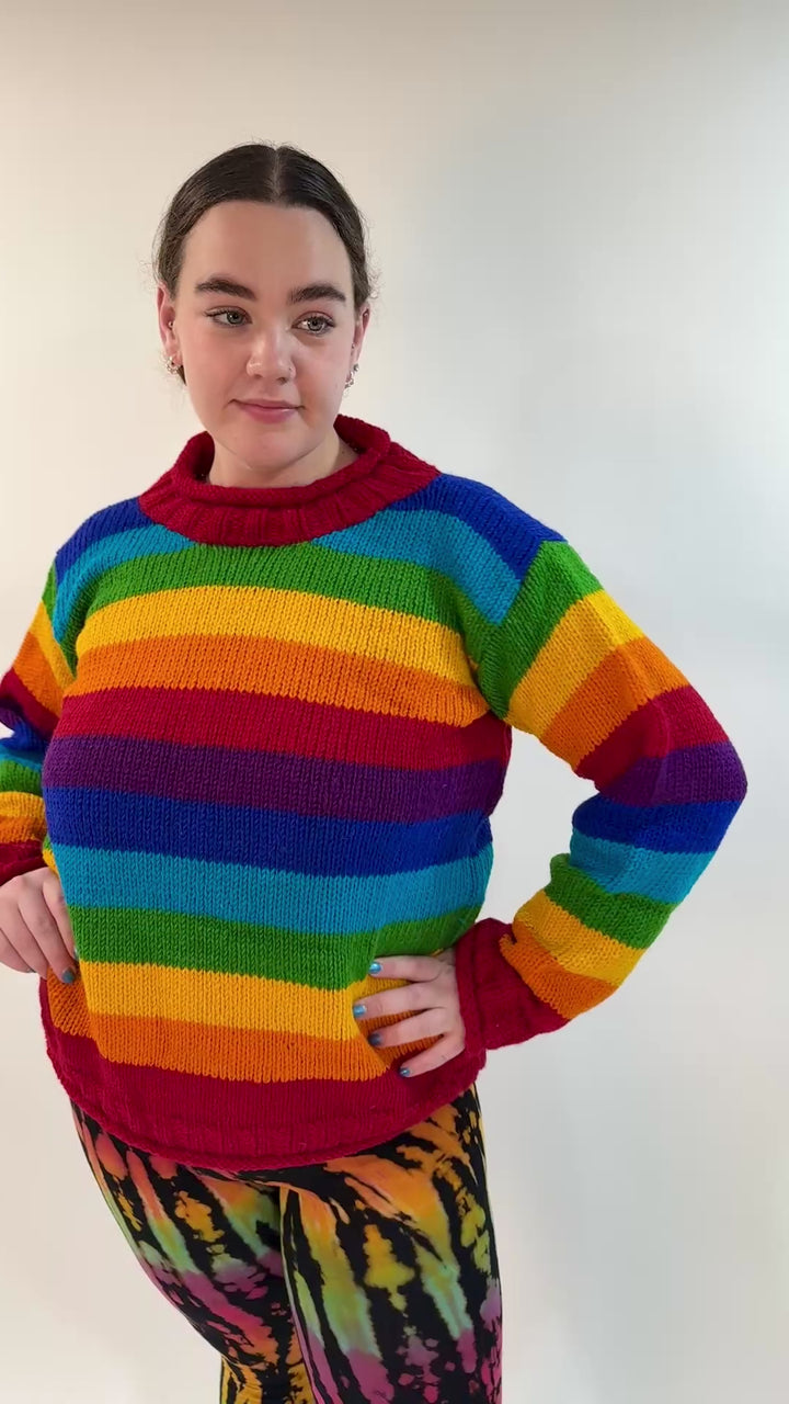 Oversized Rainbow Wool Jumper