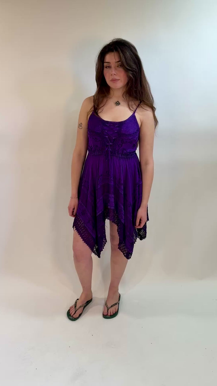 Embroidered Mini Handkerchief Dress