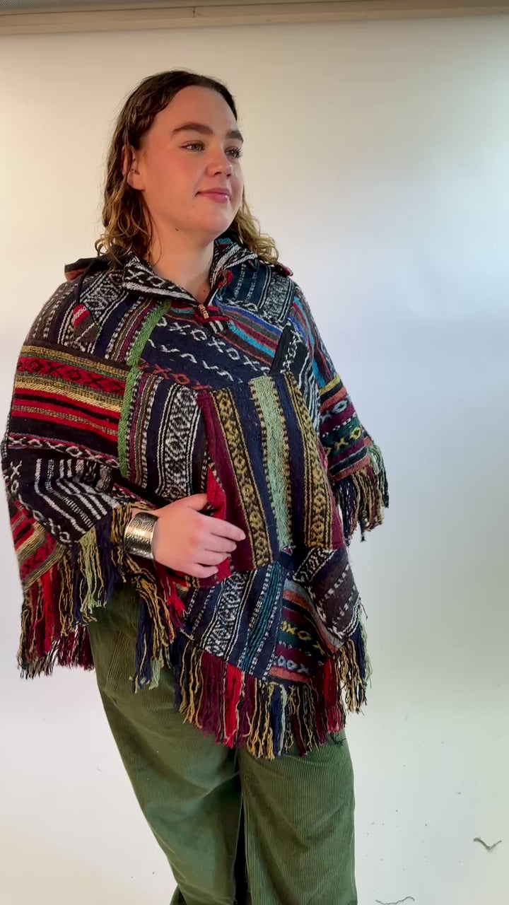 Triangle Patchwork Blanket Poncho