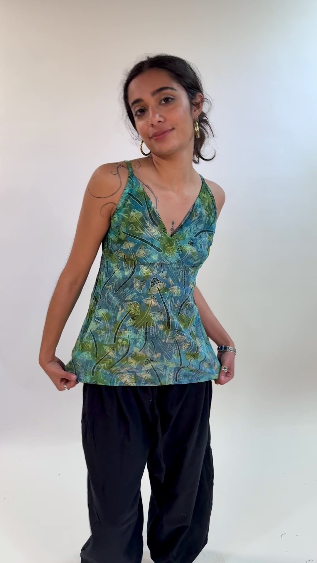 Tie Dye Mushroom Print Strappy Top