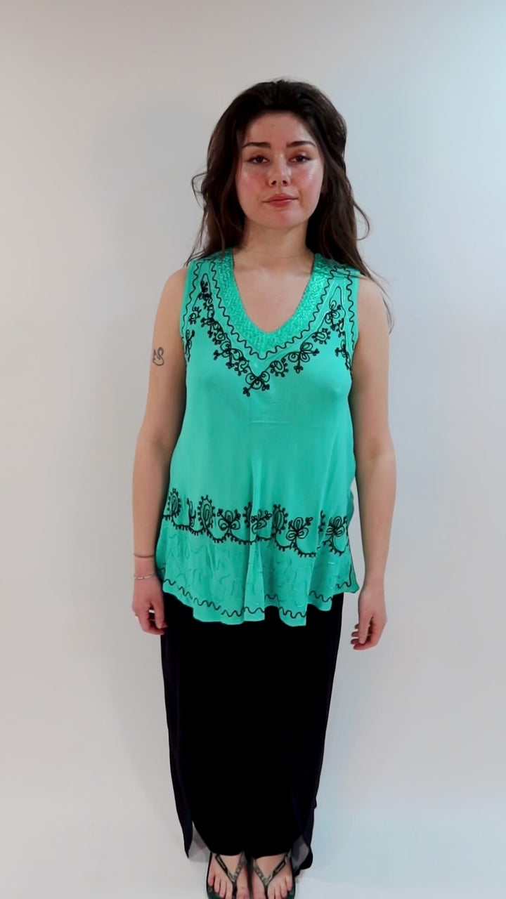 Embroidered Umbrella Vest Top