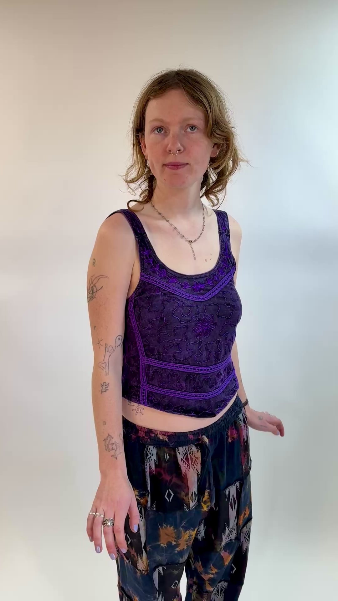 Embroidered Strappy Vest