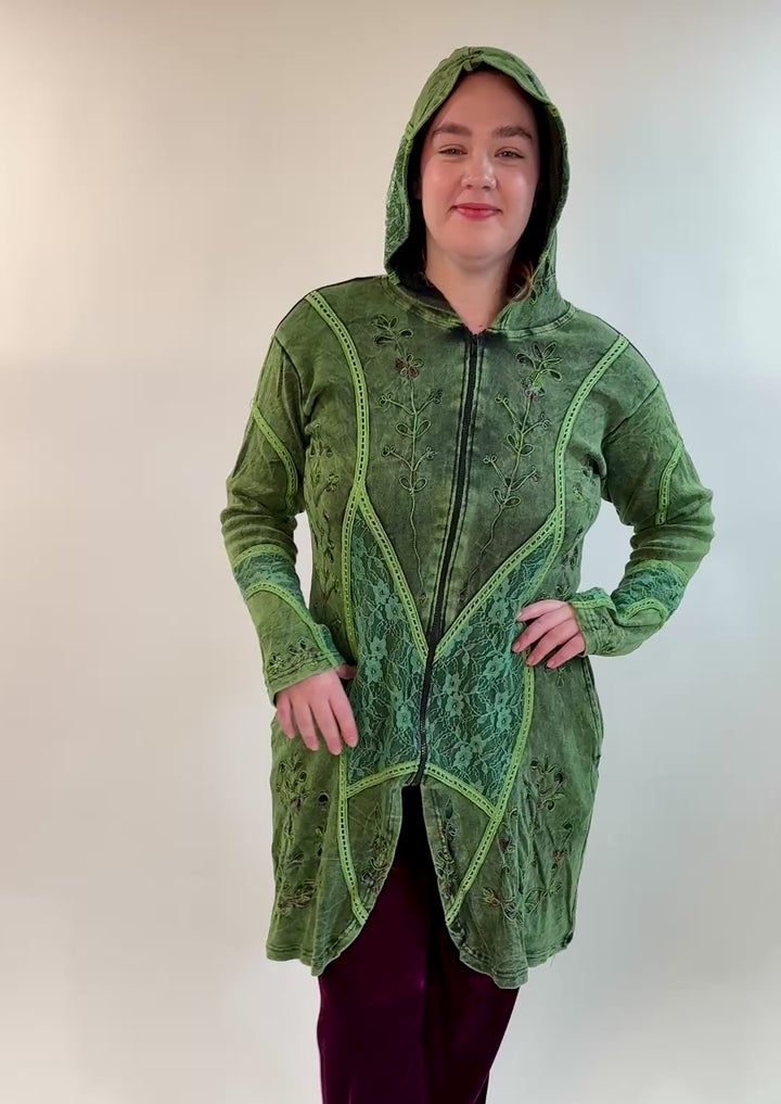 Hooded Pixie Zip Up Coat