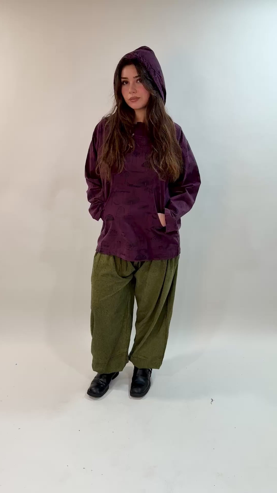 Stonewashed Mushroom Hooded Top