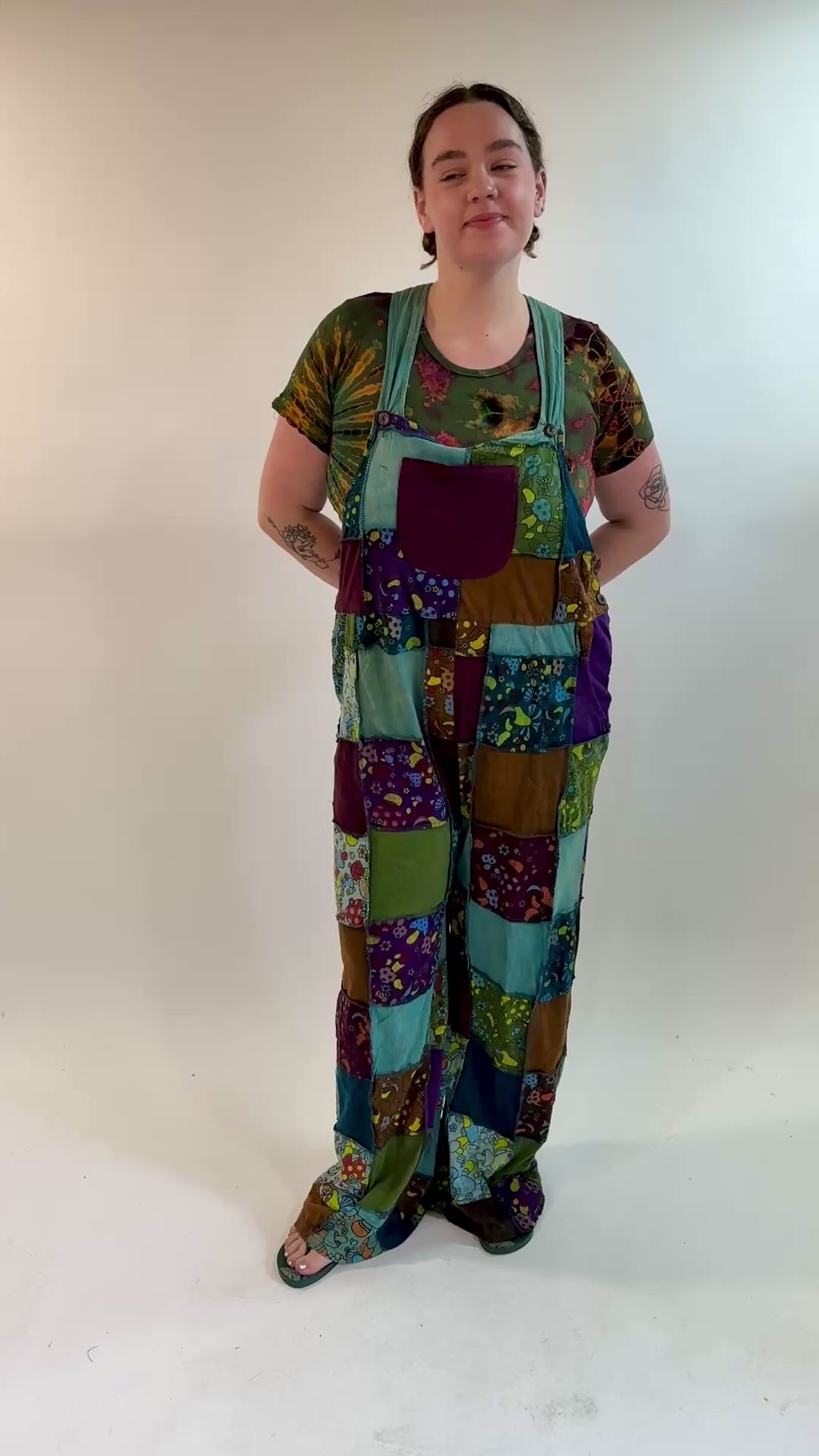 Patchwork Button Up Dungarees