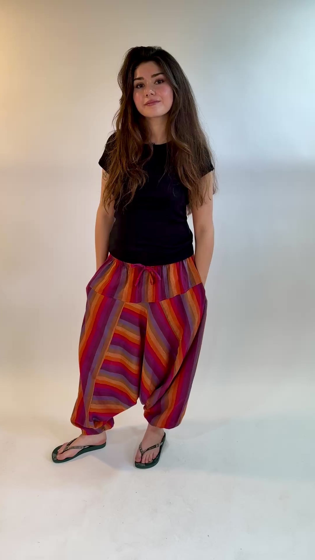 Rainbow Stripe Harem Pants