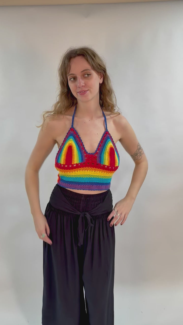 Rainbow Crochet Halter Top