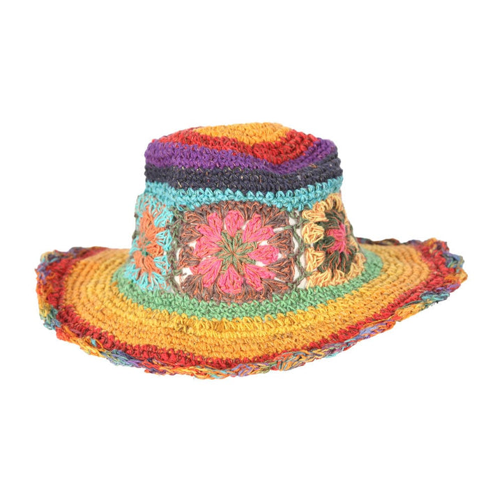 Rainbow Crochet Woven Hat