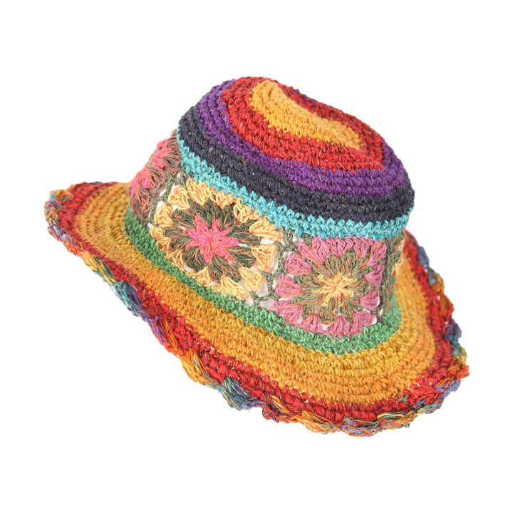 Rainbow Crochet Woven Hat