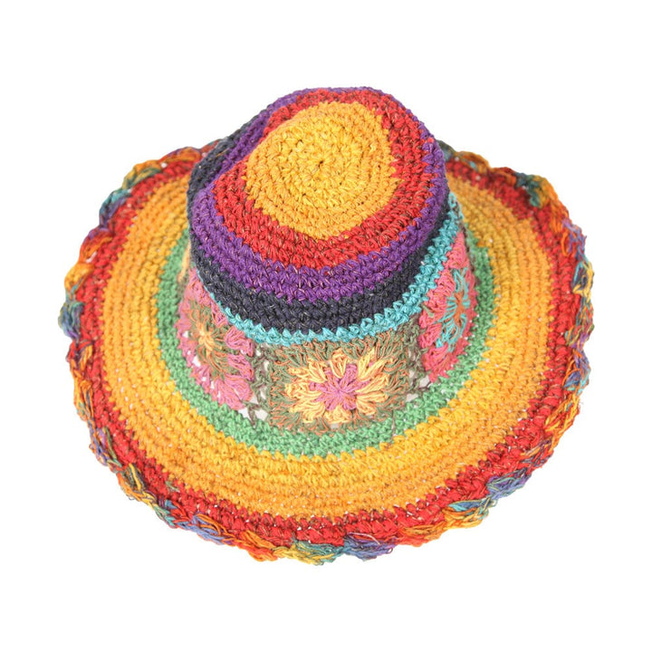 Rainbow Crochet Woven Hat
