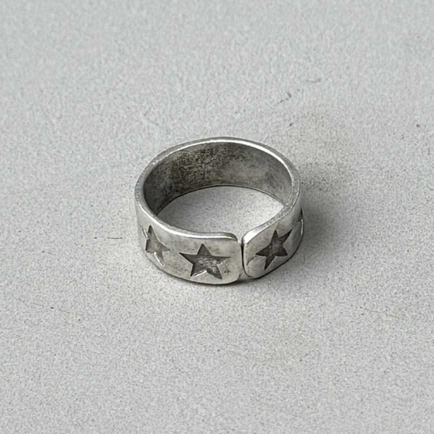 Stamped Stars Silver Band Ring