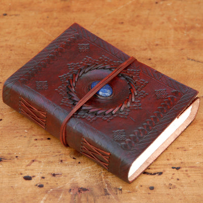 Indra Medium Stitch Stones Embossed Leather Journal