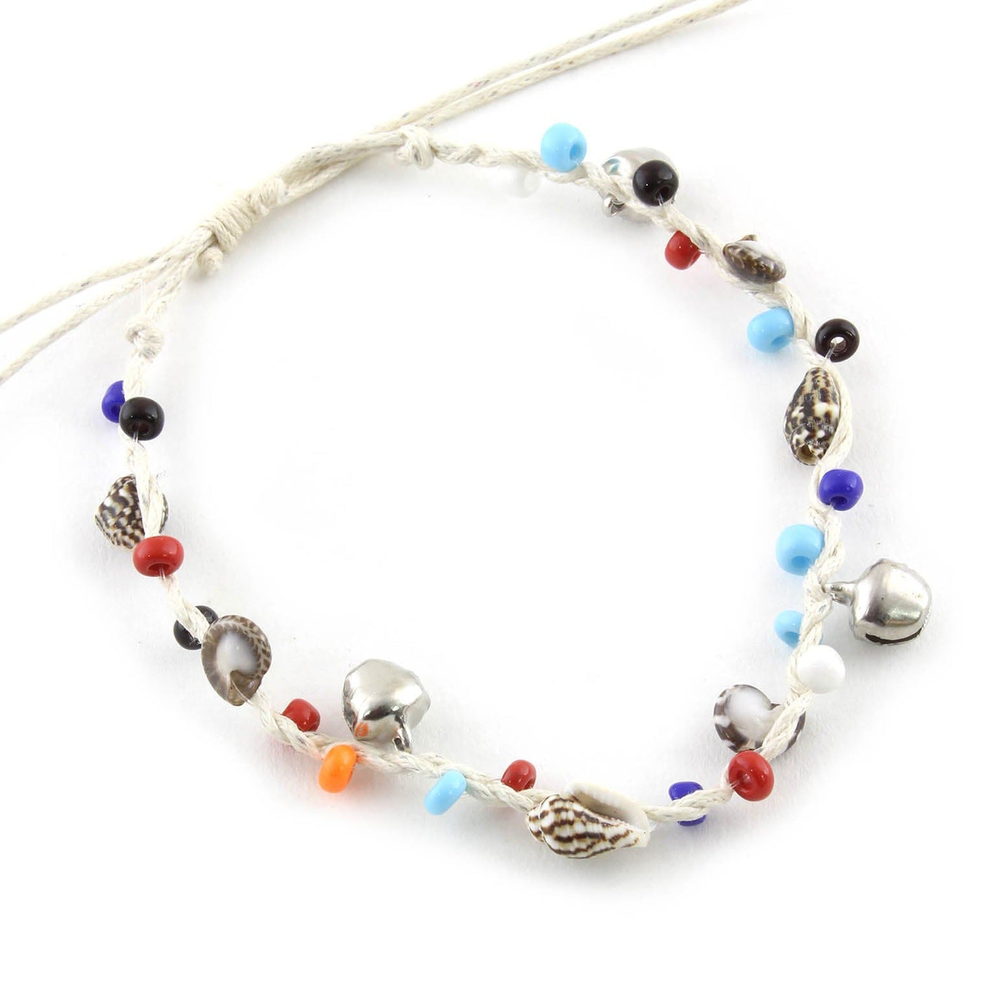 Colourful bead and charm anklet