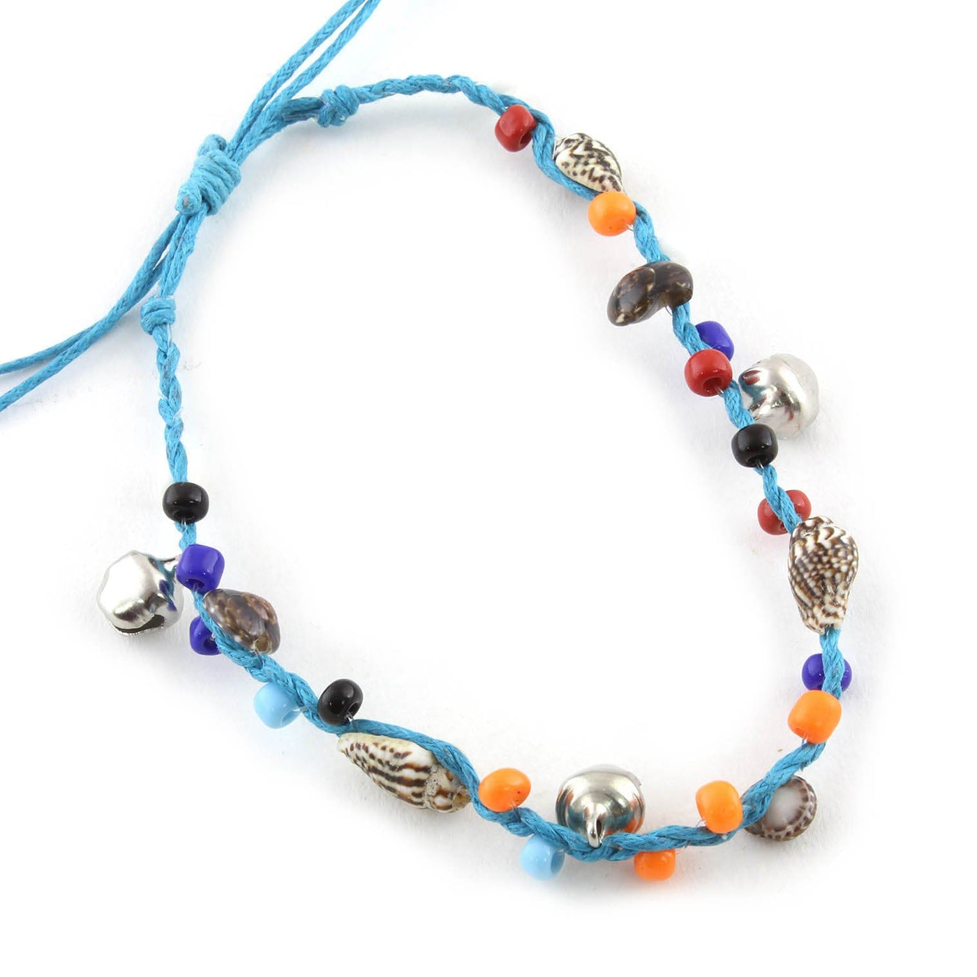 Colourful bead and charm anklet