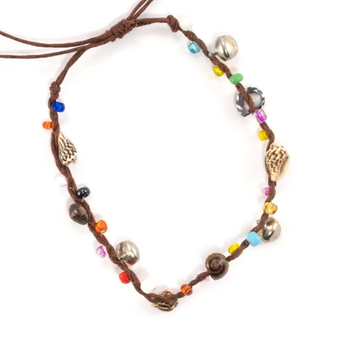 Colourful bead and charm anklet