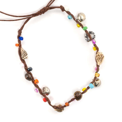 Colourful bead and charm anklet