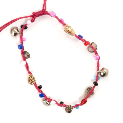 Colourful bead and charm anklet