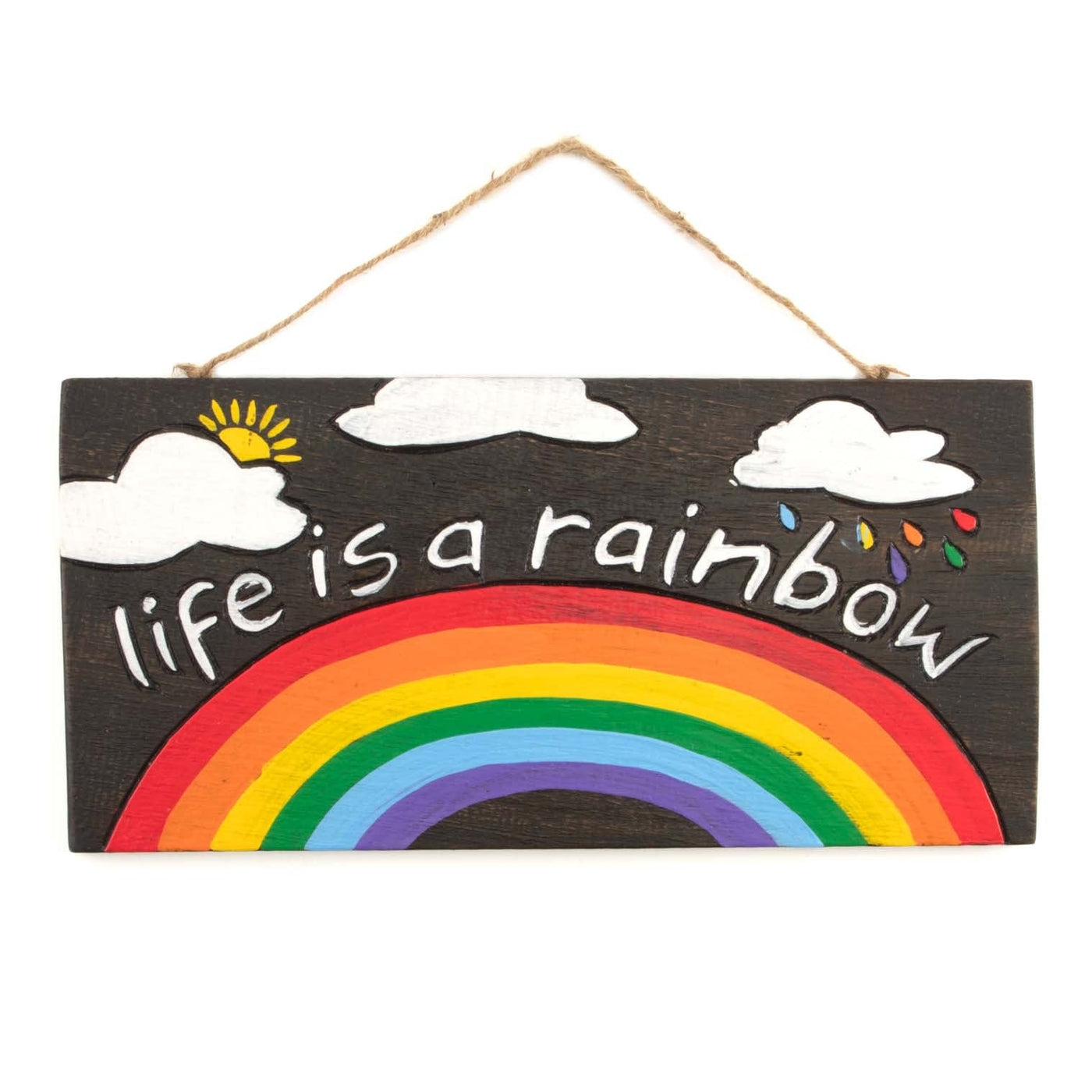 'Life is a rainbow' hanging plaque