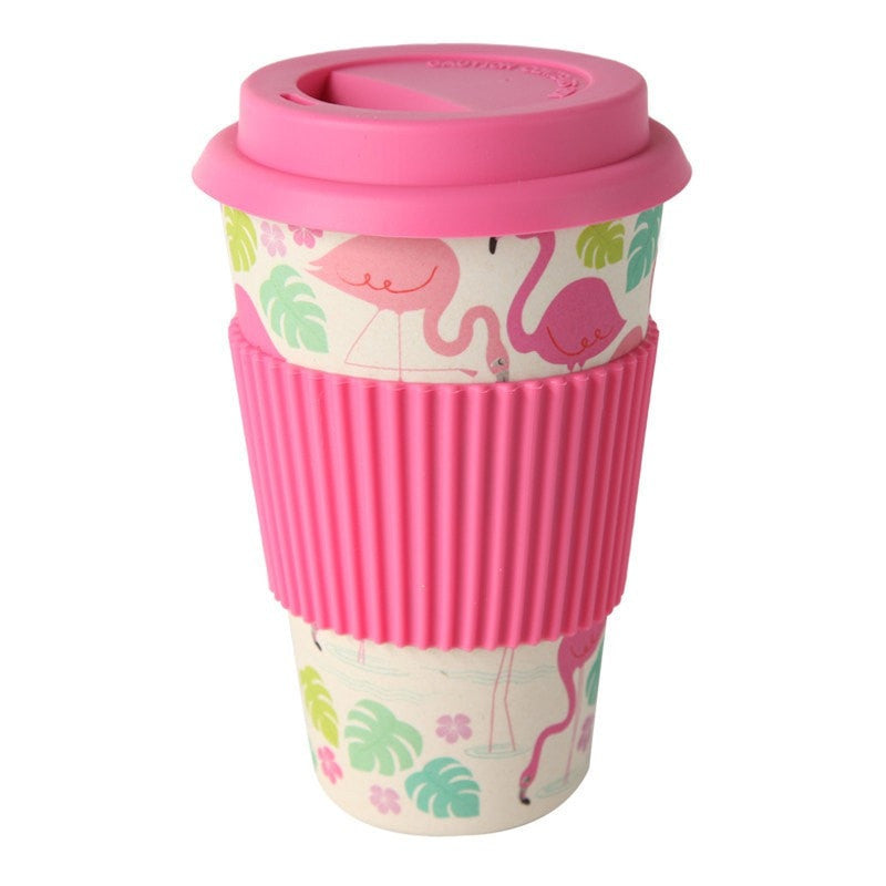 Tropical Flamingo Eco Bamboo Travel Mug