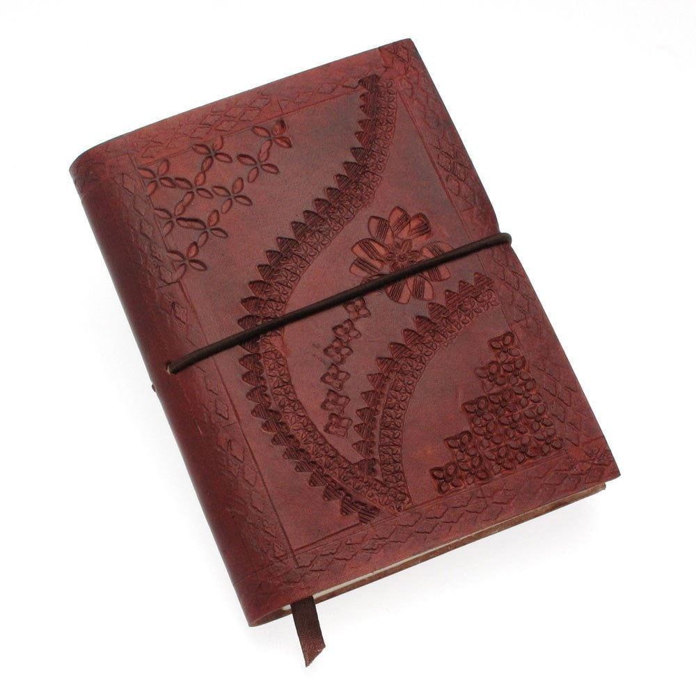 Medium Embossed Coloured Leather Notebook