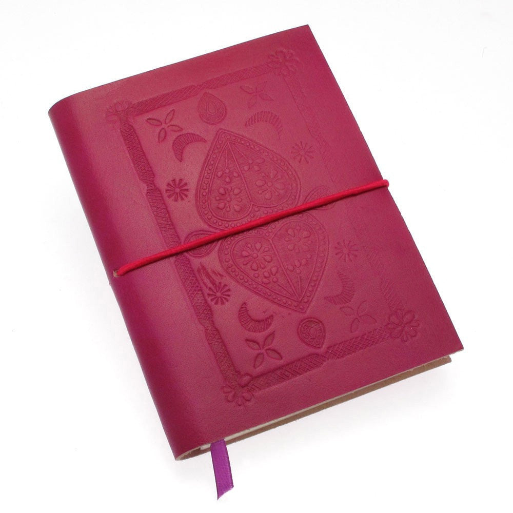 Medium Embossed Coloured Leather Notebook