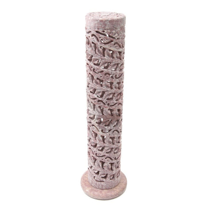 Ornate carved soap stone hand carved incense burner tower