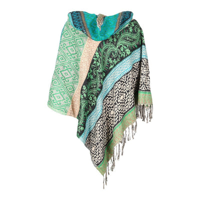Geometric Blanket Hooded Poncho