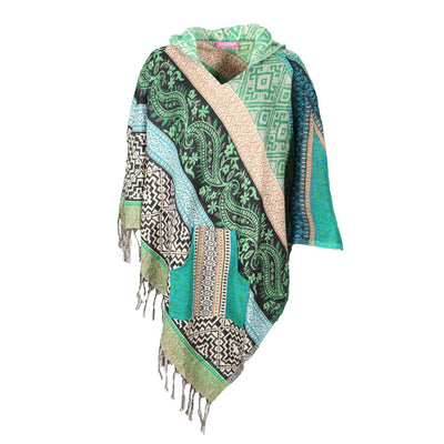 Geometric Blanket Hooded Poncho