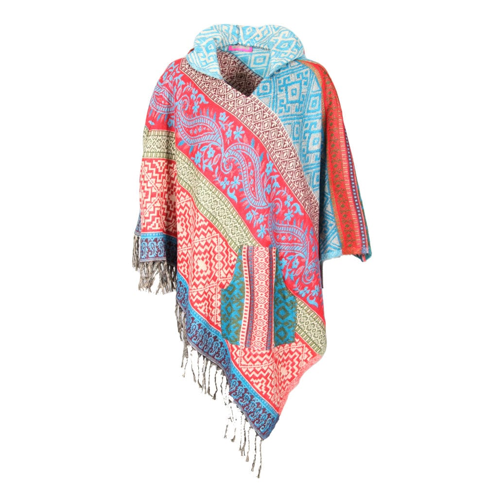 Geometric Blanket Hooded Poncho