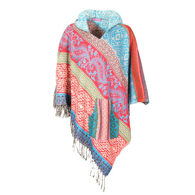 Geometric Blanket Hooded Poncho