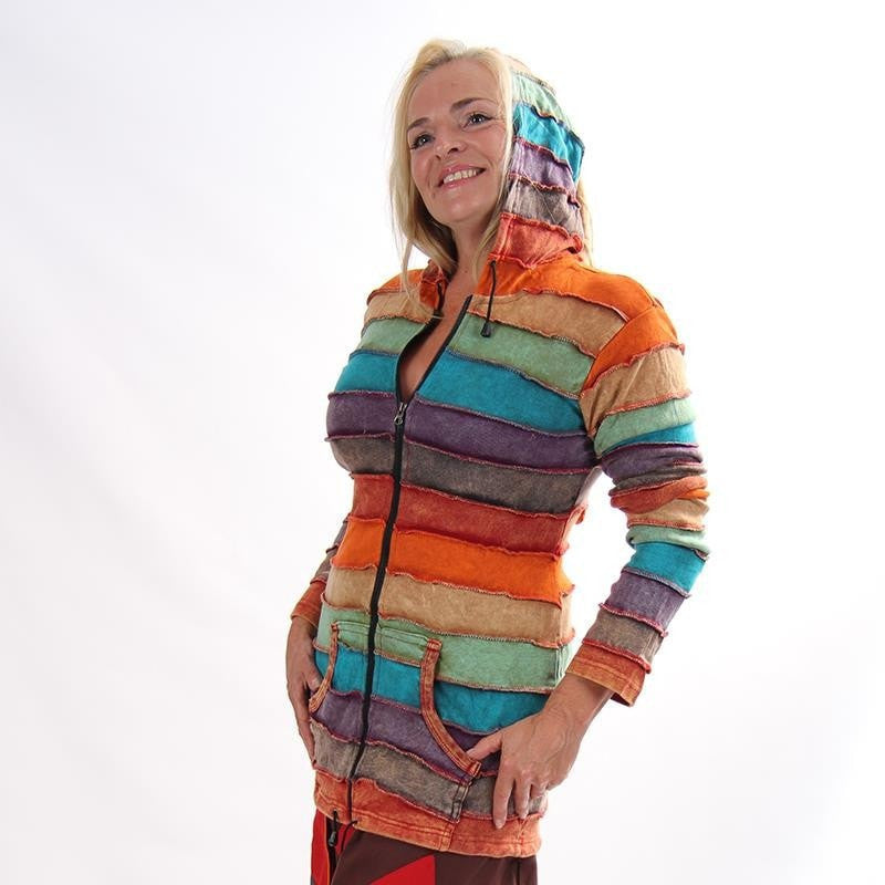 Stonewashed Rainbow Striped Hoodie