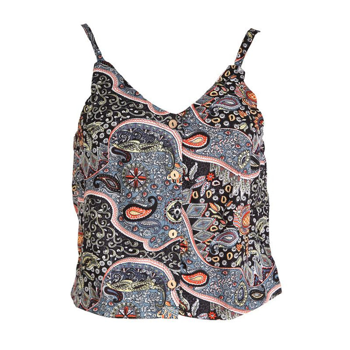 Paisley Button Up Crop Top