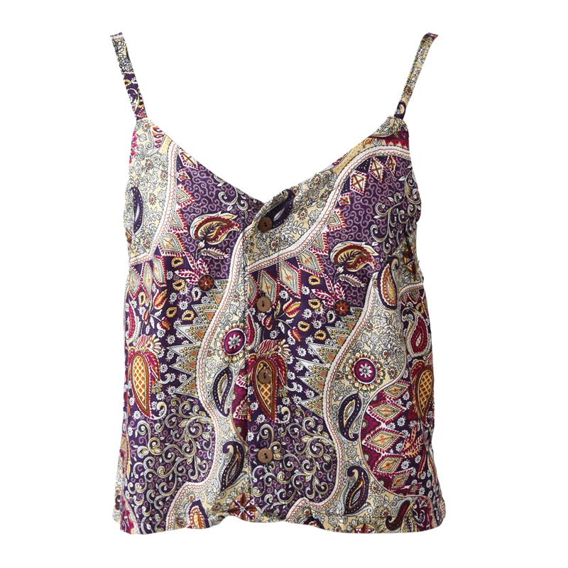 Paisley Button Up Crop Top