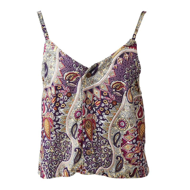 Paisley Button Up Crop Top