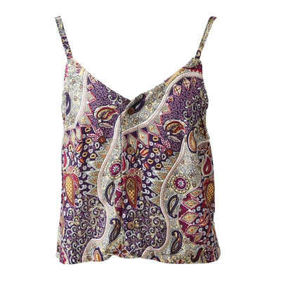 Paisley Button Up Crop Top