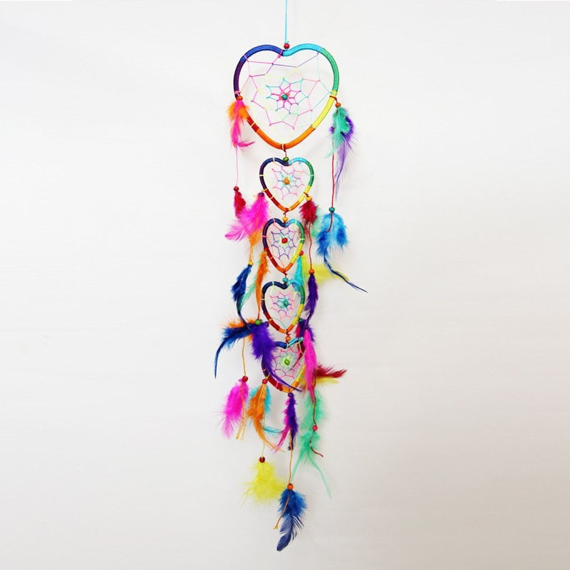 Rainbow Heart Dreamcatcher Chain