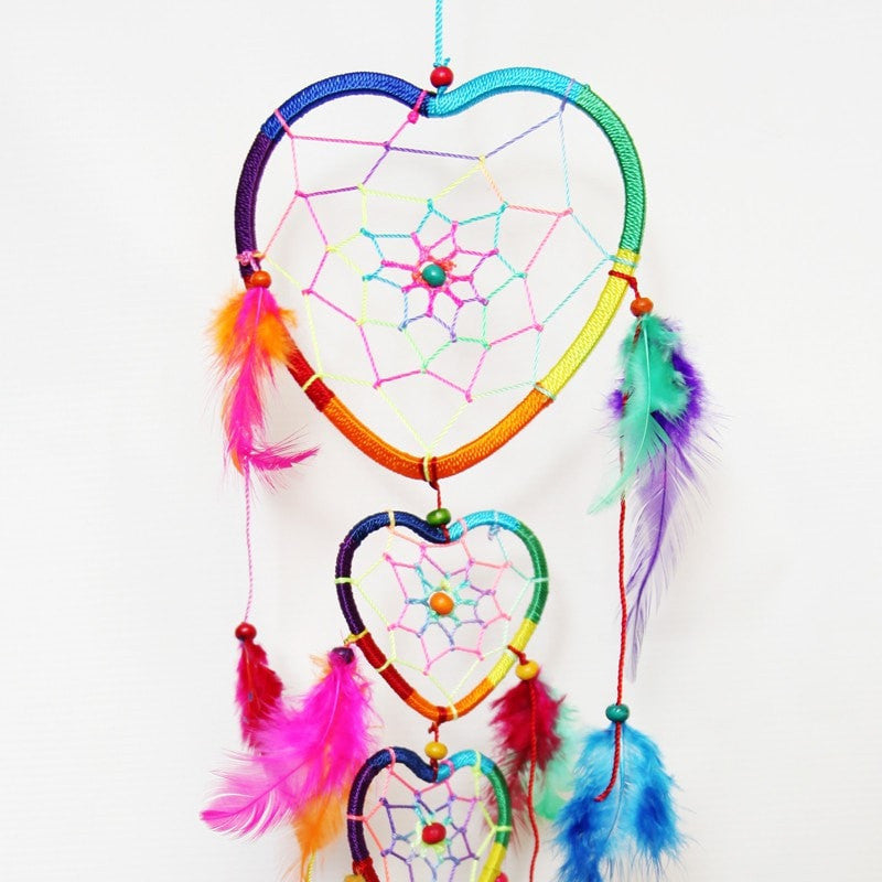 Rainbow Heart Dreamcatcher Chain