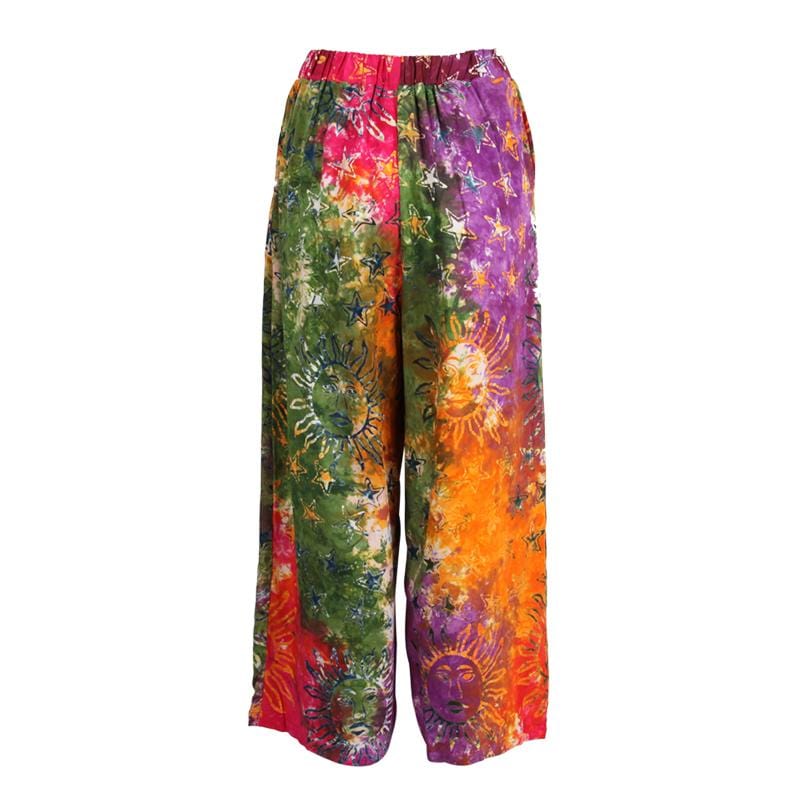 Tie Dye & Printed Cropped Trousers