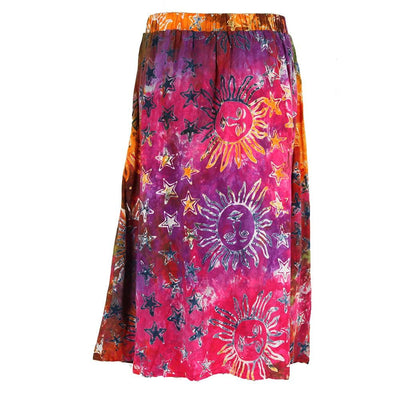 Button Through Batik Print Skirt