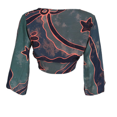 Batik Abstract Pattern Wrap Top