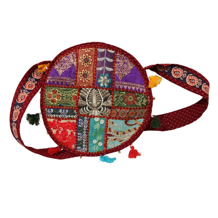 Indian Zardozi Style Embroidery Round Bag
