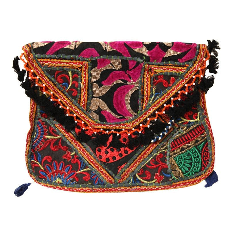 Embroidered Tassel Envelope Bag