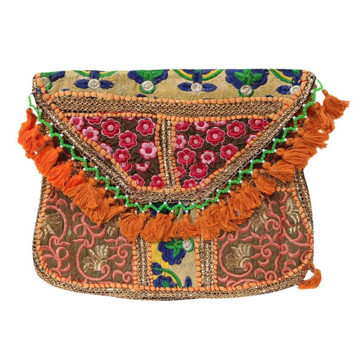 Embroidered Tassel Envelope Bag