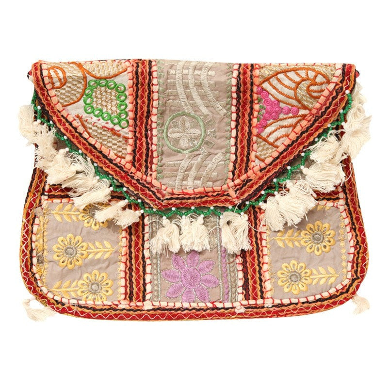 Embroidered Tassel Envelope Bag