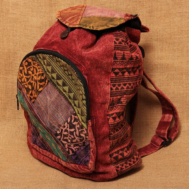 Aztec Cotton Backpack with Front Pocket