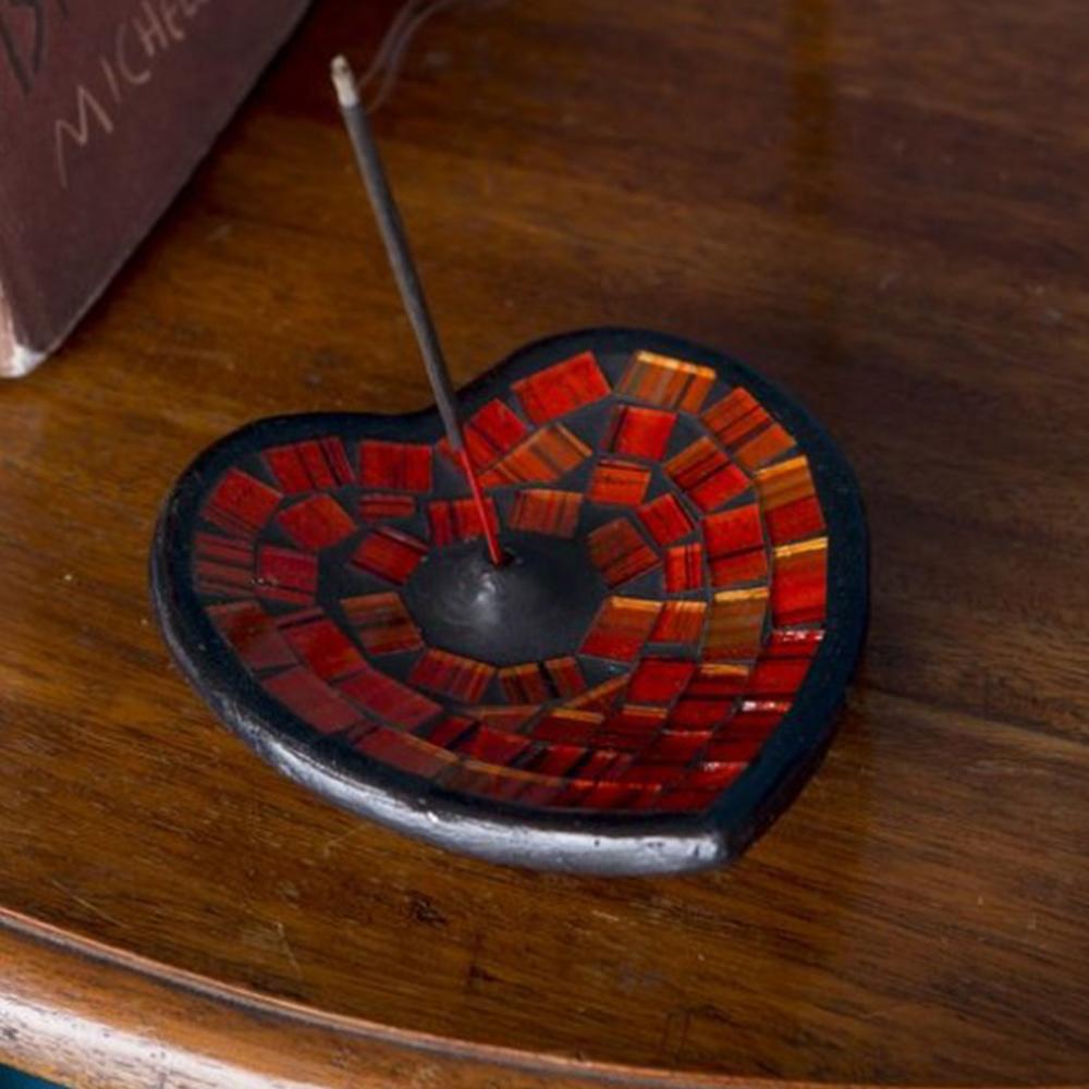 Heart Mosaic Incense Holder