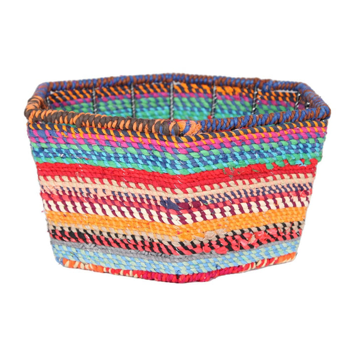 Recycled Fabric Covered Hexagonal Basket