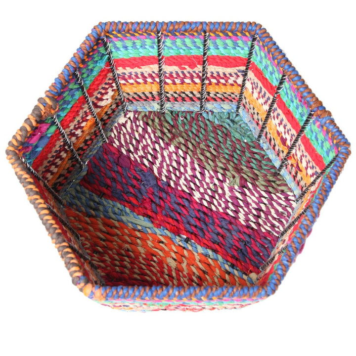 Recycled Fabric Covered Hexagonal Basket