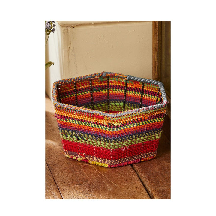 Recycled Fabric Covered Hexagonal Basket
